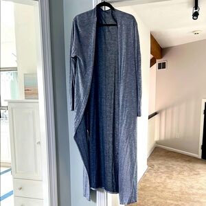 Long Bluish Gray Open Front Cardigan - very lightweight